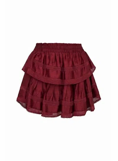 Loveshackfancy Ruffle Mini Skirt In Oxblood In Red