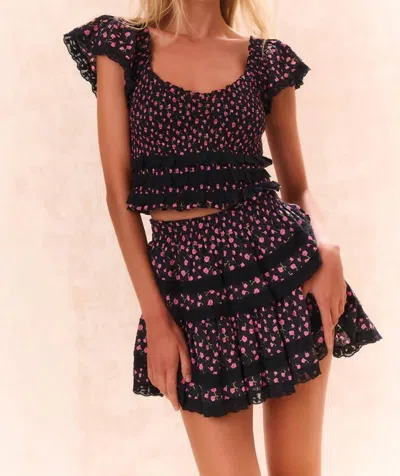 Loveshackfancy Ruffle Mini Skirt In Pink Noir In Multi