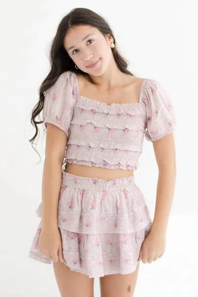 Loveshackfancy Ruffle Mini Skirt In Vintage Plum In Purple