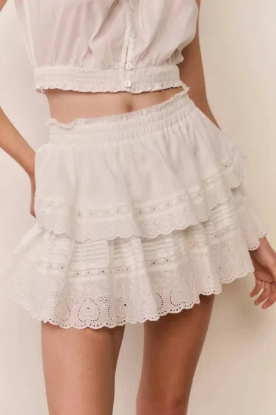 Loveshackfancy Ruffle Mini Skirt In White In Neutral