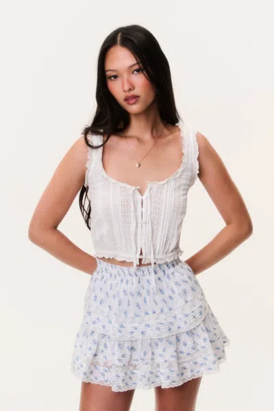 Loveshackfancy Ruffle Mini Skirt Indigo Cloud In Multi