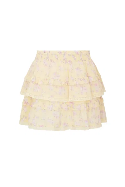 Loveshackfancy Ruffle Mini Skirt Lemon Spritz In Yellow