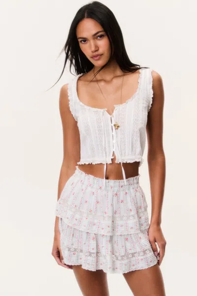 Loveshackfancy Ruffle Mini Skirt Poppy Red In Transparent
