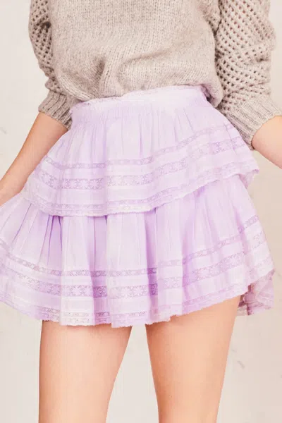 Loveshackfancy Ruffle Mini Skirt Violet Splash Hand Dye In Nude