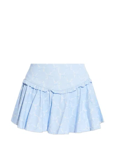 Loveshackfancy Ruffled Bow Skirt In Blue