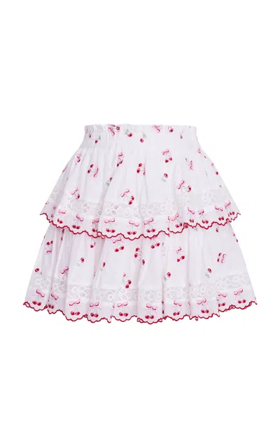 Loveshackfancy Ruffled Cotton Mini Skirt In White