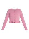 Loveshackfancy Ruffled-hem Cardigan In Pink