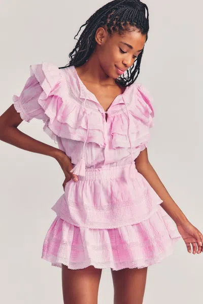 Loveshackfancy Ruffled Mini Dress In Light Pink