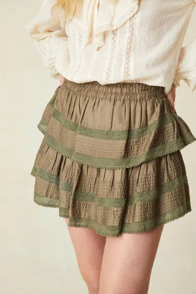 Loveshackfancy Ruffles Mini Skirt In Forest In Green