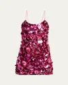 Loveshackfancy Rutherford Sequined Mini Dress In Rouge Poppy