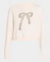 Loveshackfancy Rylan Crystal Bow Sweatshirt In Sugar Cookie