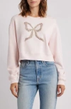 Loveshackfancy Rylan Faux Pearl Embellished Bow Sweatshirt In Pink