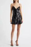Loveshackfancy Sabeline Sequin Ribbon Minidress In Black