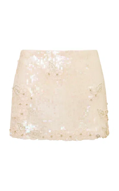 Loveshackfancy Sade Sequined Mini Skirt In Neutral