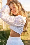 Loveshackfancy Salida Crop Top Antique White In White