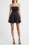 Loveshackfancy Salna Satin Bubble Hem Minidress In Blue