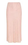 Loveshackfancy Samaria Embellished Mesh Midi Skirt In Pink