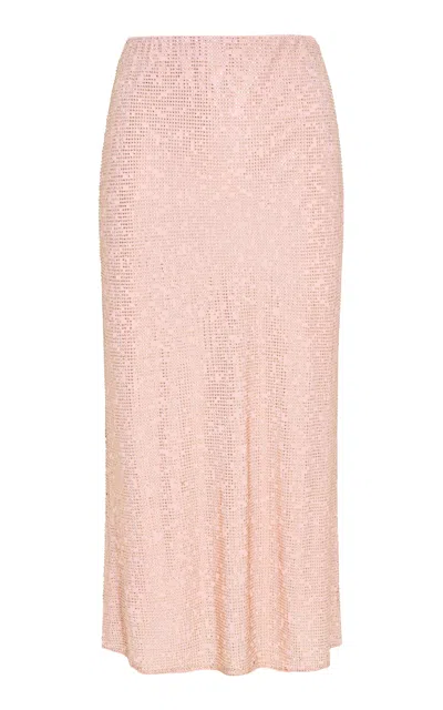 Loveshackfancy Samaria Embellished Mesh Midi Skirt In Pink