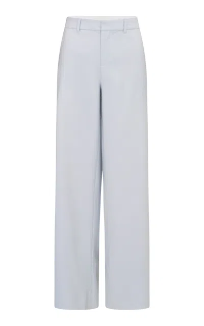 Loveshackfancy Samuela Low-rise Wool-blend Straight-leg Pants In Light Blue