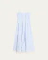 Loveshackfancy Sandara Striped Lace-trim Midi Dress In Blue