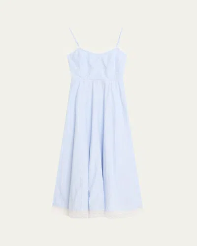 Loveshackfancy Sandara Striped Lace-trim Midi Dress