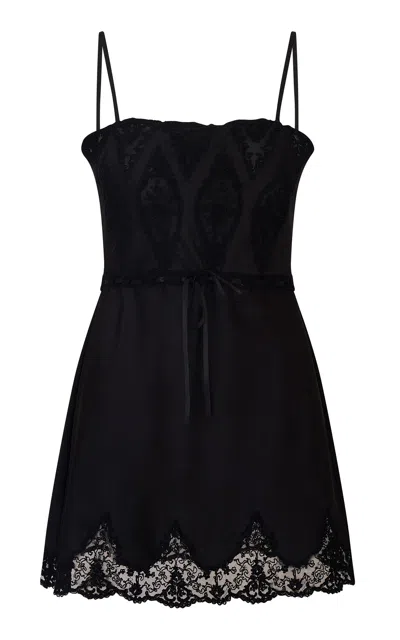 Loveshackfancy Sanna Lace-detailed Mini Dress In Black