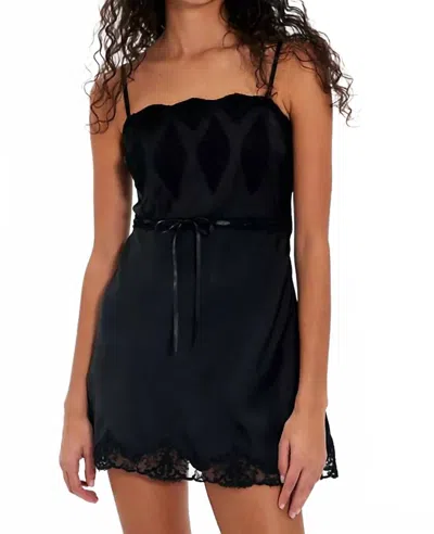 Loveshackfancy Sanna Lace Detailed Mini Slip Dress In Black