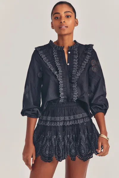 Loveshackfancy Sarie Skirt Black In Blue