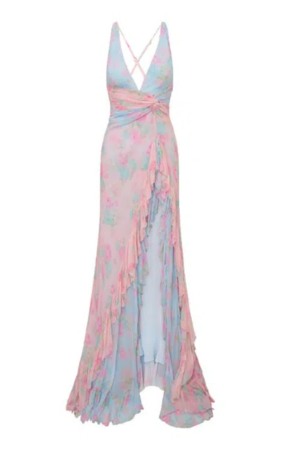 Loveshackfancy Savine Floral Chiffon Maxi Dress In Multi