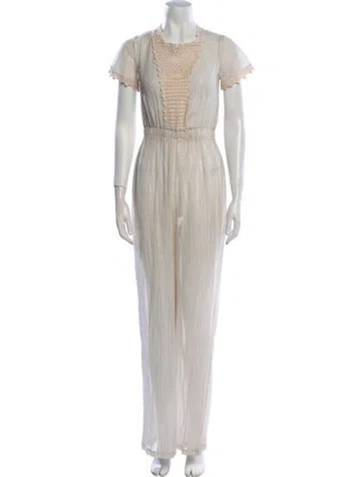 Pre-owned Loveshackfancy Scoop Neck Jumpsuit In Neutral