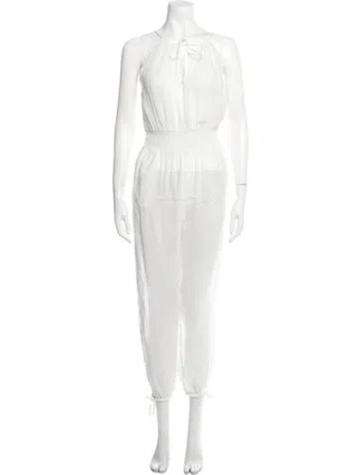 Pre-owned Loveshackfancy Scoop Neck Jumpsuit In White