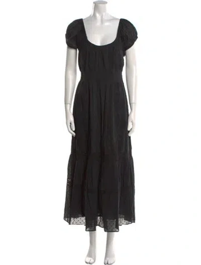 Pre-owned Loveshackfancy Scoop Neck Long Dress In Black
