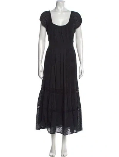 Pre-owned Loveshackfancy Scoop Neck Long Dress In Black