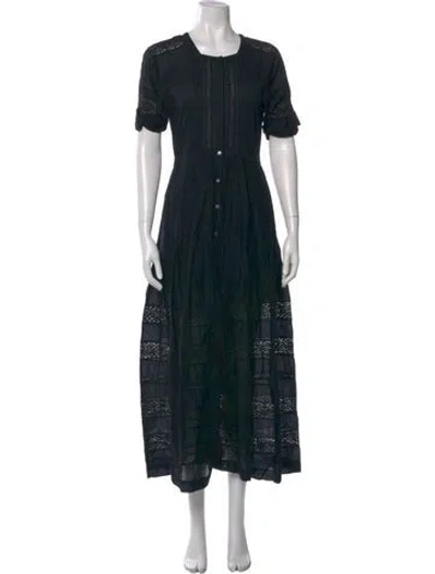 Pre-owned Loveshackfancy Scoop Neck Long Dress In Black