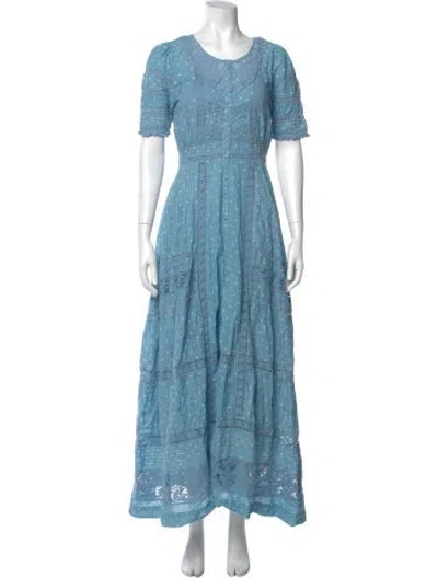 Pre-owned Loveshackfancy Scoop Neck Long Dress In Blue