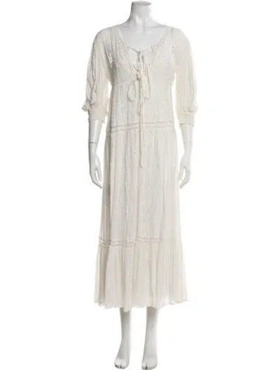 Pre-owned Loveshackfancy Scoop Neck Long Dress In Neutral