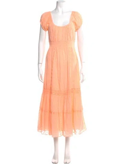 Pre-owned Loveshackfancy Scoop Neck Long Dress In Orange