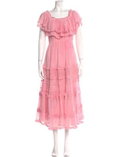 Pre-owned Loveshackfancy Scoop Neck Long Dress In Pink