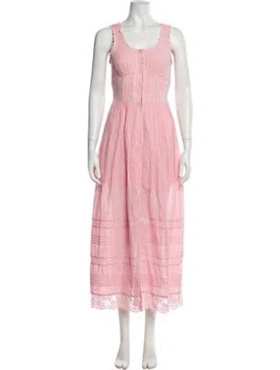 Pre-owned Loveshackfancy Scoop Neck Long Dress In Pink