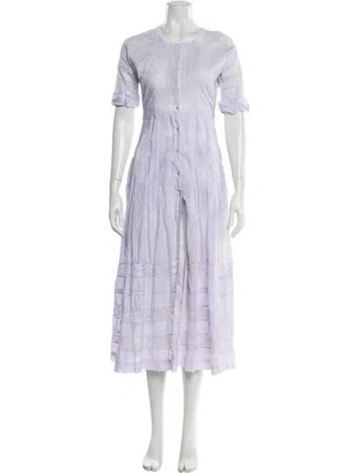 Pre-owned Loveshackfancy Scoop Neck Long Dress In Purple