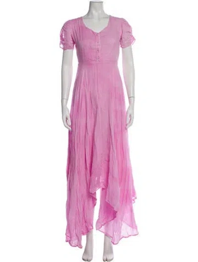 Pre-owned Loveshackfancy Scoop Neck Long Dress In Purple