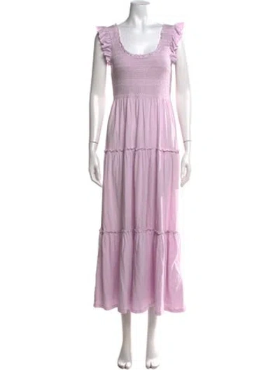 Pre-owned Loveshackfancy Scoop Neck Long Dress In Purple