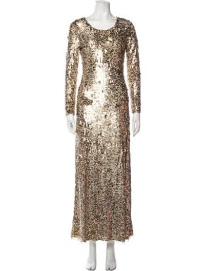 Pre-owned Loveshackfancy Scoop Neck Long Dress In Silver