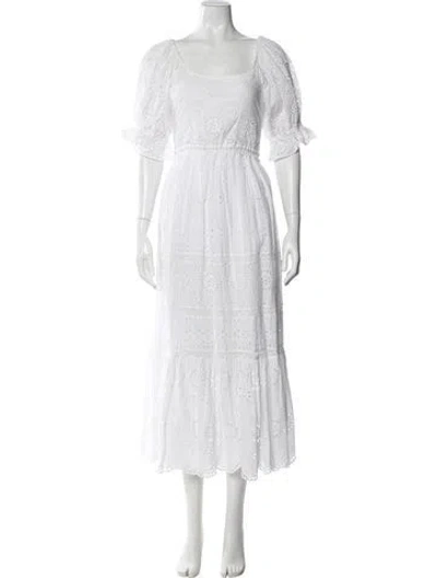 Pre-owned Loveshackfancy Scoop Neck Long Dress In White