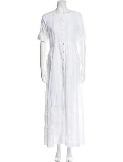Pre-owned Loveshackfancy Scoop Neck Long Dress In White