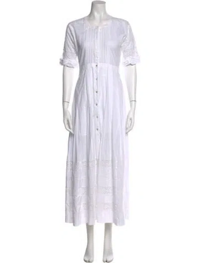 Pre-owned Loveshackfancy Scoop Neck Long Dress In White