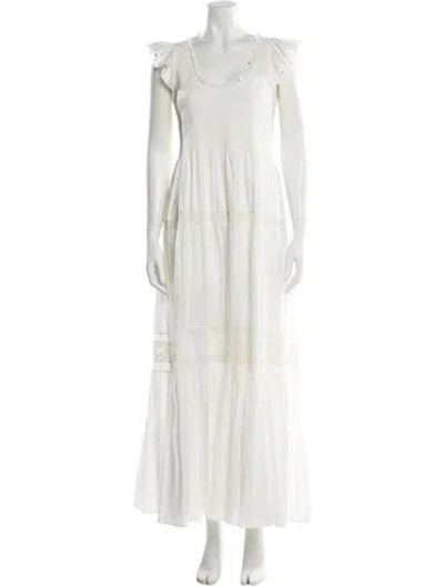 Pre-owned Loveshackfancy Scoop Neck Long Dress In White