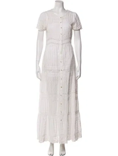 Pre-owned Loveshackfancy Scoop Neck Long Dress In White