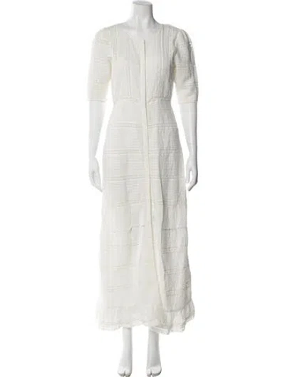 Pre-owned Loveshackfancy Scoop Neck Long Dress In White