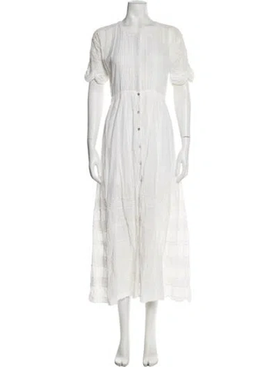Pre-owned Loveshackfancy Scoop Neck Long Dress In White